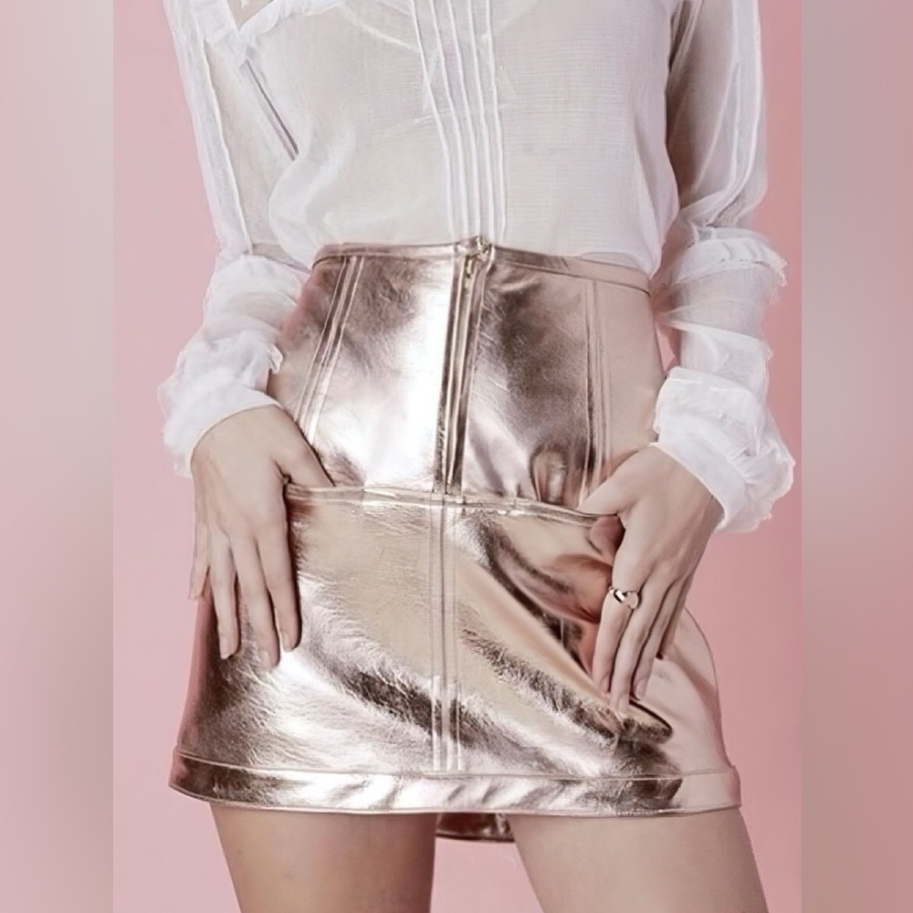 For Love and Lemons- Luna Metallic Mini Skirt
